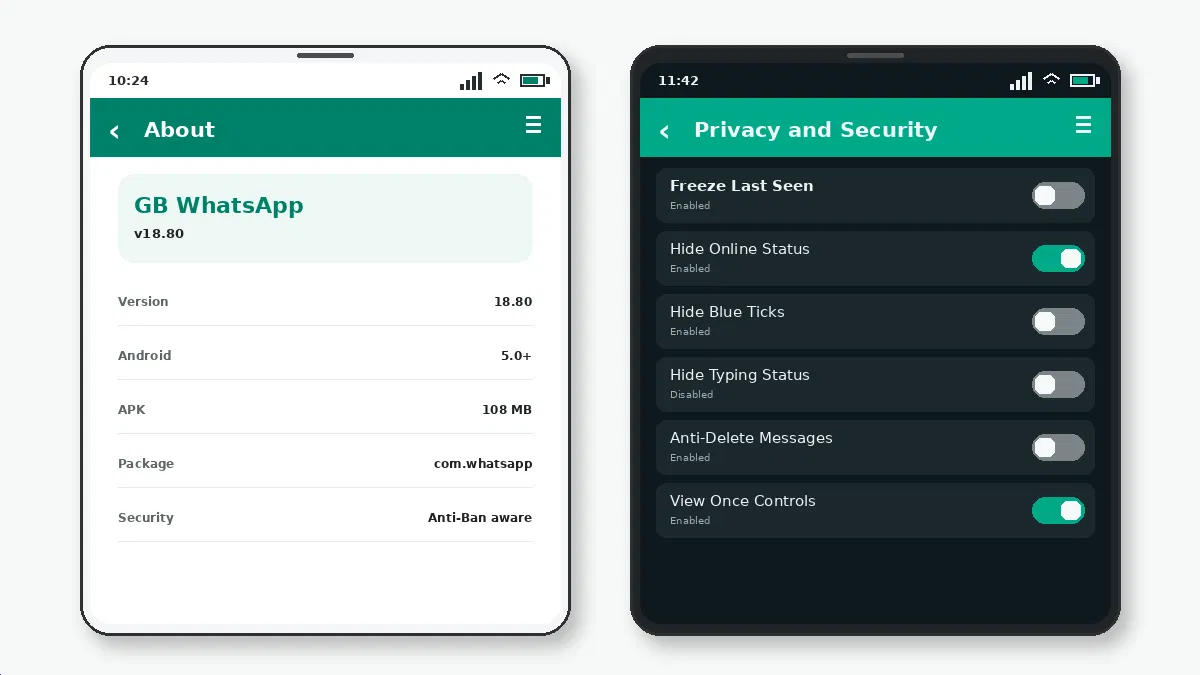 GB WhatsApp and official WhatsApp comparison illustration